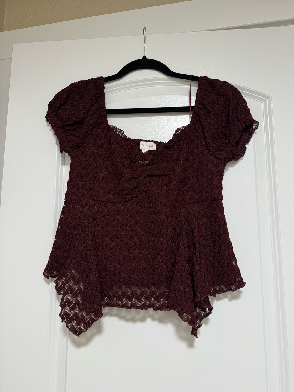 Burgundy Lace Peplum Top